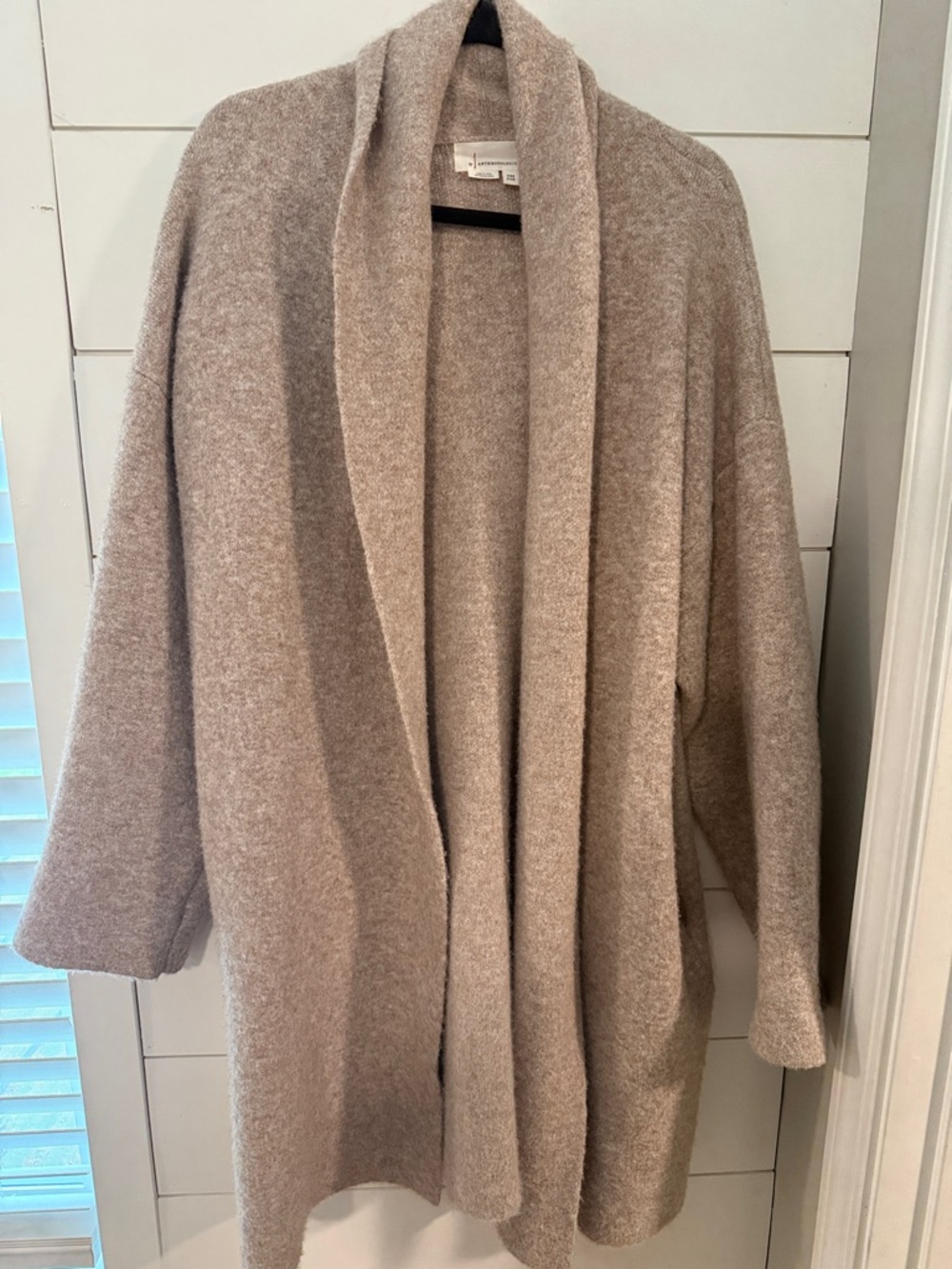 Anthropologie Plush Open-Front Cardigan in Light Beige